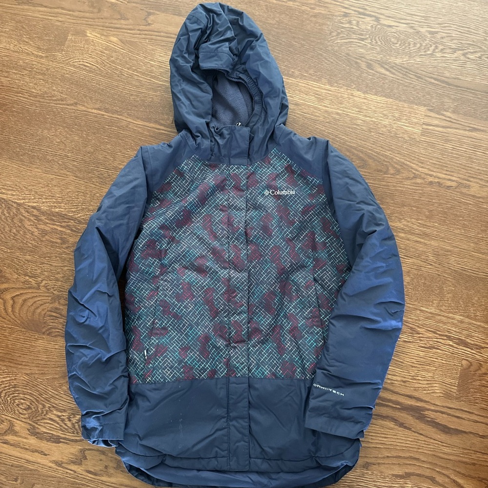 Columbia Blue and Red Raincoat for Outdoor Activities